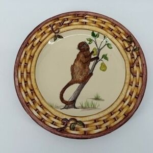 American Atelier Monkey 5029 Porcelain Salad Plate Basket Weave Rim 8 Inch